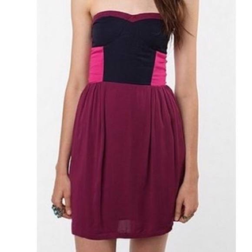 Sparkle & Fade Colorblock Strapless Mini Dress